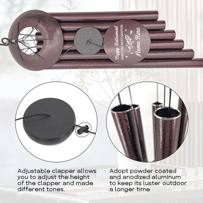 Personalized Retirement Wind Chimes, Retirement Gifts for Women, Retirement Gifts for Women 2024, Wind Chimes for Outside 36-inch Deep Tone, Never Forget The Difference You Made.