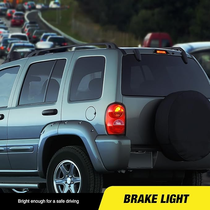 Nilight Third Brake Light Tail High Mount 3rd Stop Lights Smoked Lens Compatible with Jeep Liberty 2002 2003 2004 2005 2006 2007 Van SUV Rear Center Cab Lamp