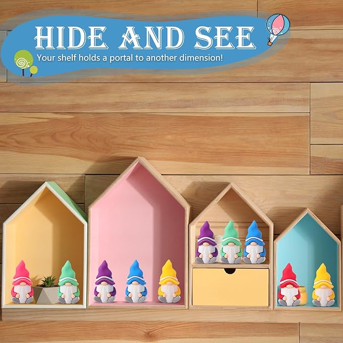 60 Pcs Mini Gnomes Figurines Tiny Fairy Resin Gnomes Statue Garden Bulk for Goody Bag Stuffers Filler Party Favors Gifts Decor Dwarf Statues Garden Dollhouse Micro Landscape Accessories