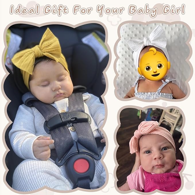 CÉLLOT 10Pcs Super Stretchy Soft Knot Headbands with Hair Bows Head Wrap Hair Accessories For Newborn Baby Girls Infant Toddlers Kids