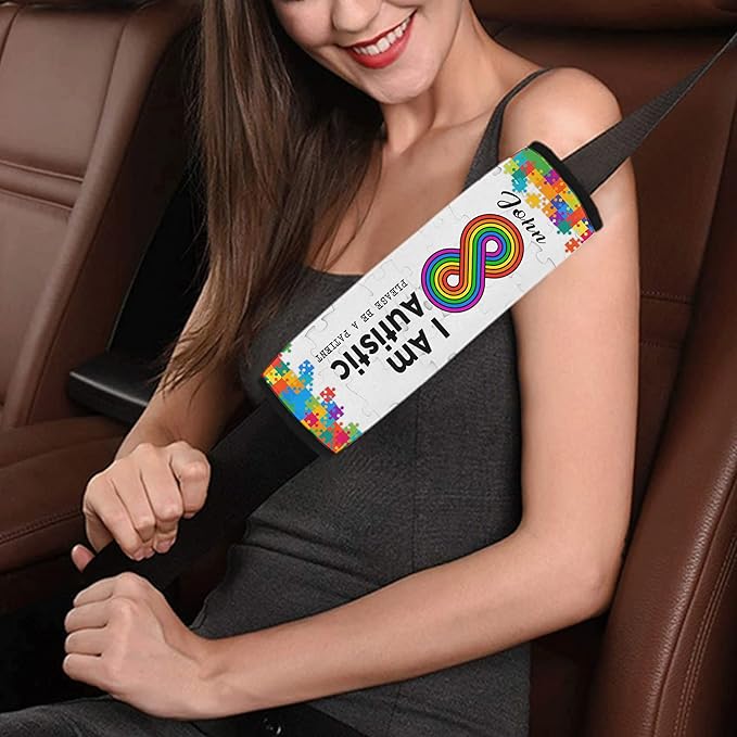 I Am Autistic Autism Awareness Seat Belt Covers Autistic Car Seat Belt Covers Medical Alert Personalized Name Special Needs Seatbelt Cover 7