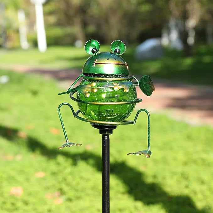 Bshine Solar Frog Garden Decorative Light, Outdoor Waterproof Solar Stake, Yard Decoration for Paths, Landscape, Pathways, Lawn Ornaments, Gift for Mom, Gardening Gift for Frog Lovers