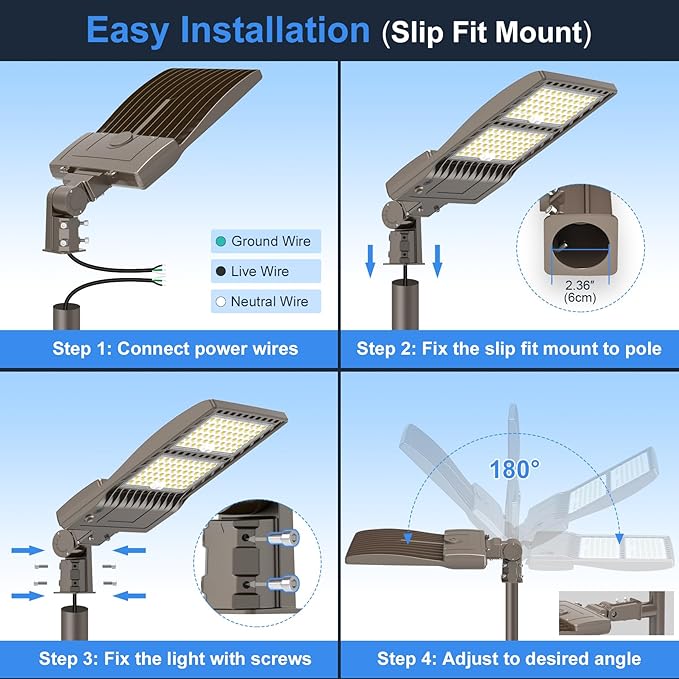 KUKUPPO 2Pack 480V 400W LED Parking Lot Light Power Adjustable, Shoebox Flood Pole Light Outdoor Parking Lighting with Slip Fit 60,000LM 5000K IP65 Waterproof 277-480V ETL Listed