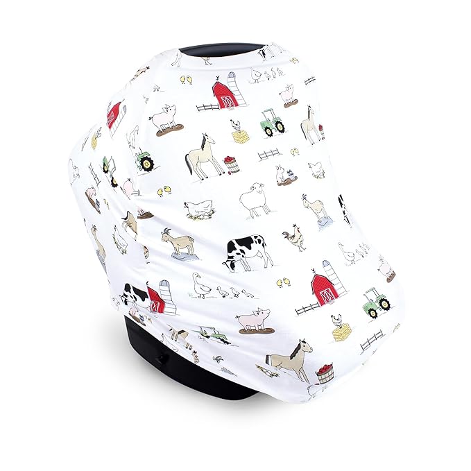 Hudson Baby Unisex Baby Multi-use Car Seat Canopy, Farm, One Size