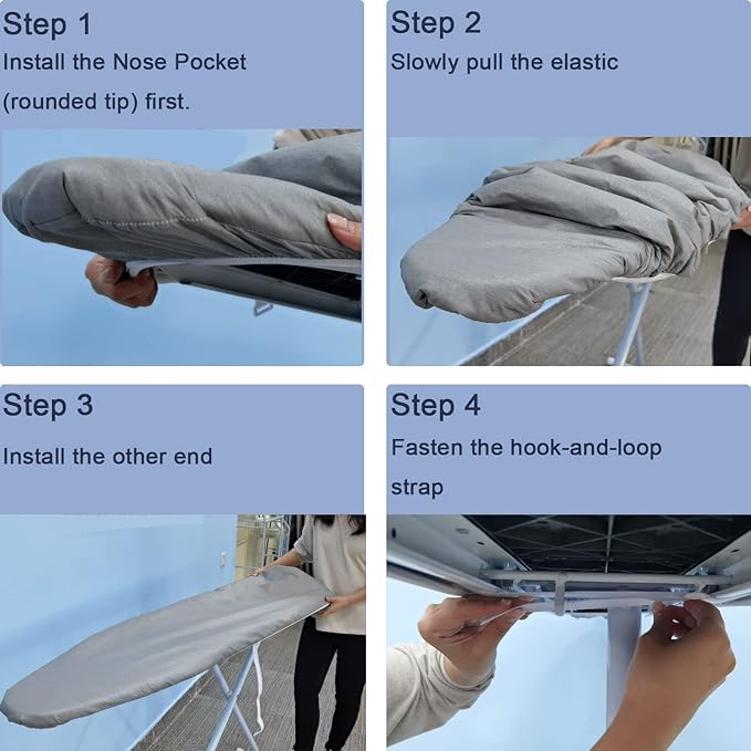 Ironing Board Cover and Pad 18x54, Thick Padding, Elastic Edge, Silicone Coated