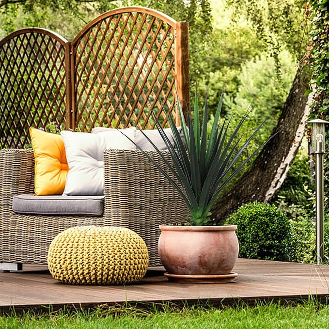 Veryhome 3FT Agave Plant Artificial Succulents 35 Inch Large Fake Outdoor Plants UV Resistant Faux Greenery for Indoor Home Office Floor Front Porch Decor
