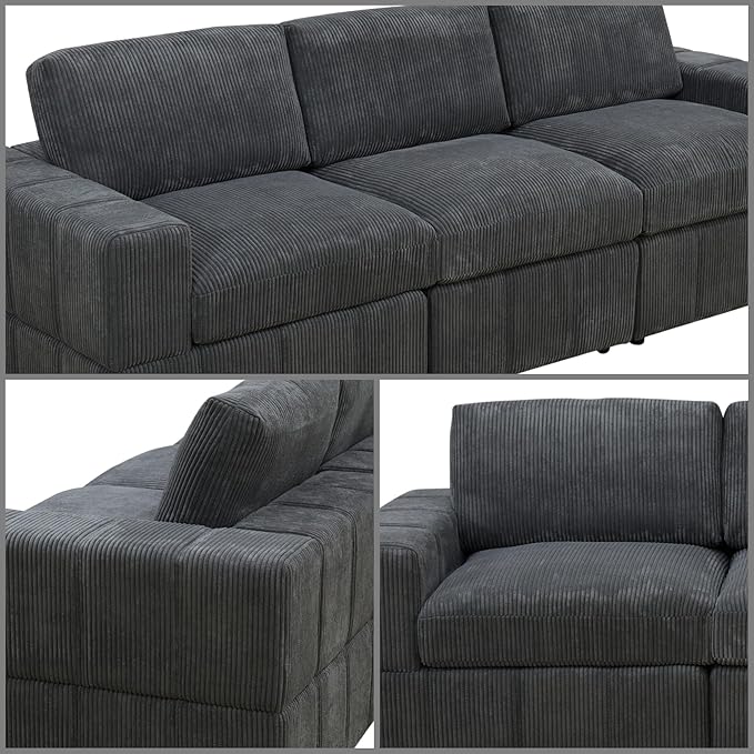 Sectional Couches for Living Room, Comfy Cloud Couch Loveseat Sofa with Deep Seats, Lounge Modern Living Room Furniture for Small Space, Dark Grey