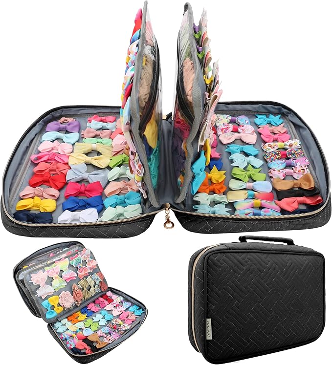 Micom Hair Accessories Storage Bag For Baby Girls, Hair Bow Organizer, Multifunctional Hair Accessories Storage Carrying Case for Display Hair Clips, Headbands, Scrunchies, Travelling Storage Bag