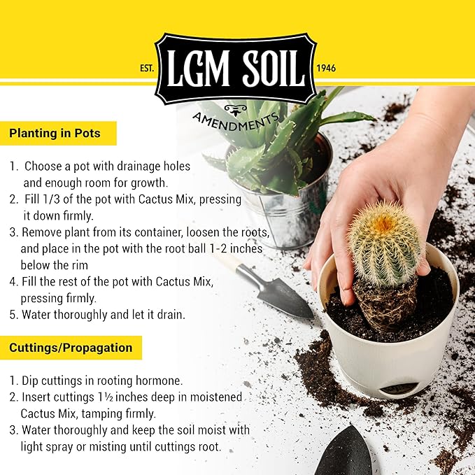 LGM Cactus & Succulent Palm & Citrus Mix, Ideal Potting Soil for Indoor & Outdoor Plants, (.5 Cu Ft.)