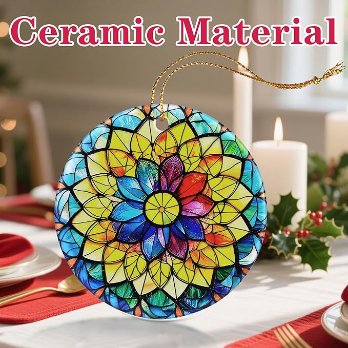Christmas Ornaments, Ceramic-Style Christmas Decorations, Xmas Tree Ornaments, Heirloom Keepsakes, Holiday Dcor, Holiday Presents, Unique Xmas Gifts, Gift Exchange, Gift Idea - Rainbow Mandala