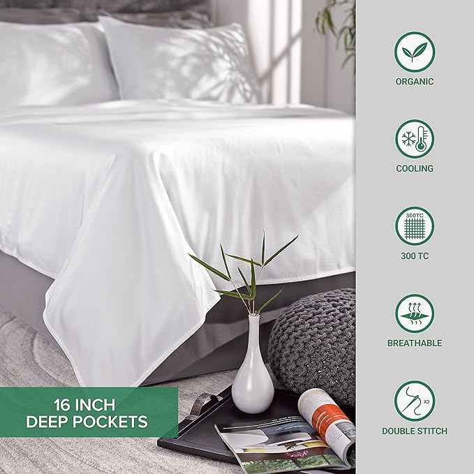 King Sheets by Pure Bamboo, Genuine 100% Organic Viscose Derived from Bamboo Bed Sheet Set, Luxuriously Soft & Cooling, Double Stitching, Lifetime Quality Promise (King, Coconut Husk)