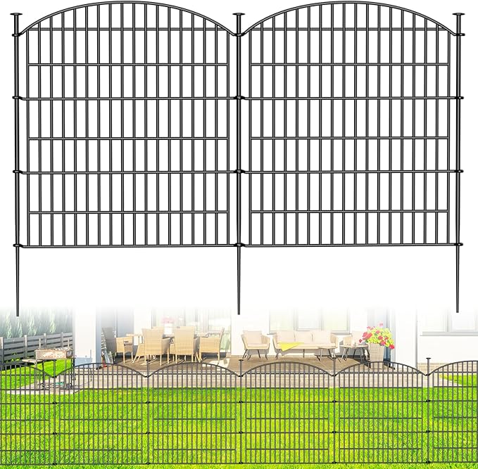 10 Panels Decorative Garden Fence - 32 in (H) x 23.6 ft (L) No Dig Dog Fence Outdoor for Yard, Rustproof Tall Garden Fencecing Panels, Animal Barrier Suitable for Yard Border, Patio, and Outdoor Use