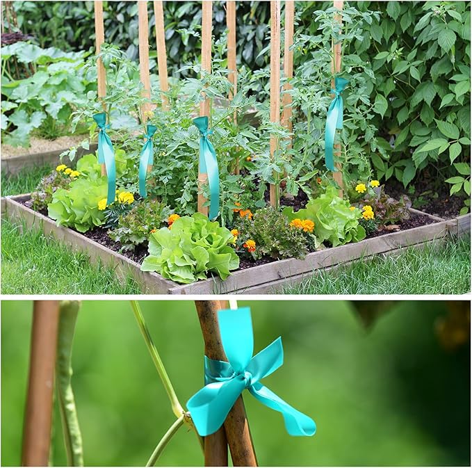 Stretch Tie Tape, 1” Wide 200FT Reusable Garden Plant Ties Green Tapes for Plants, Thick Garden Vinyl Stake Ribbon for Branches Flowers Tomatoes Indoor Outdoor Greenhouse