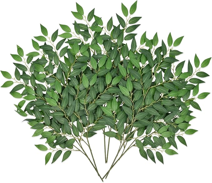 DearHouse 26inch Italian Ruscus Greenery Stems,Artificial Green Leaf Garland Vines Hanging Spray for DIY Wedding Arch Bouquet Filler Table Centerpieces Home Decor (16, Matte Green)