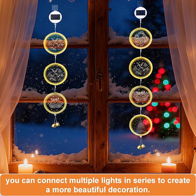 Solar Hanging Lights - Outdoor Indoor Christmas Decorations for Window, Garden, Patio, Porch,Holiday Home Decor, (Glowing Tree)