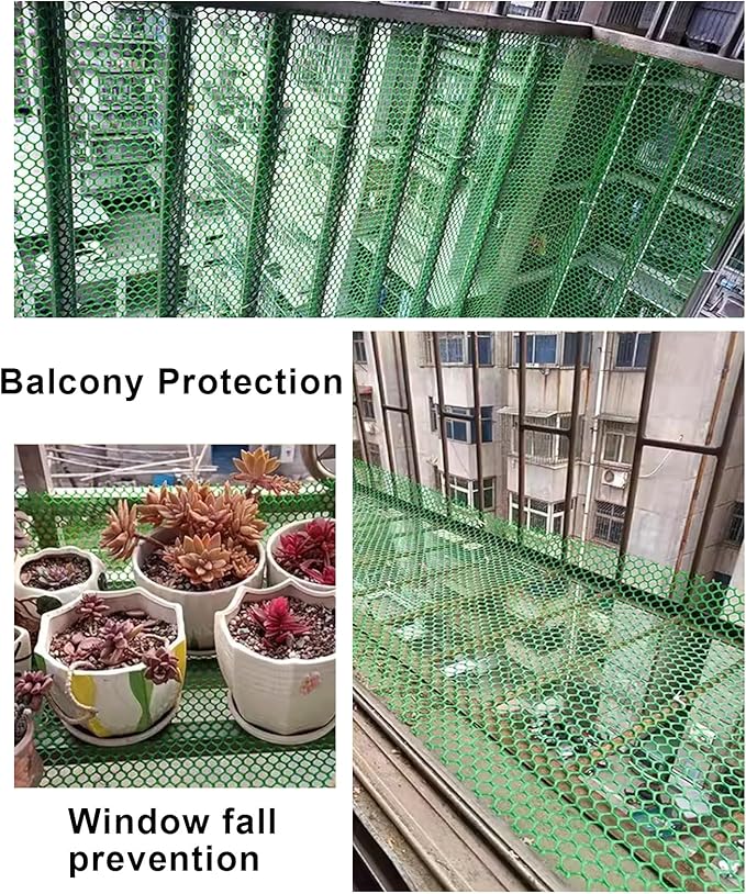 Plastic Chicken Wire Mesh Fencing 39.3″ x 32.8′ Roll Pet Garden Safety Fencing Netting Durable Heavy Duty Snow Fence for Poultry Floral Bird Patio Barrier, Easy to(Size:1x20M - Mesh 1.2cm,Color:Green)