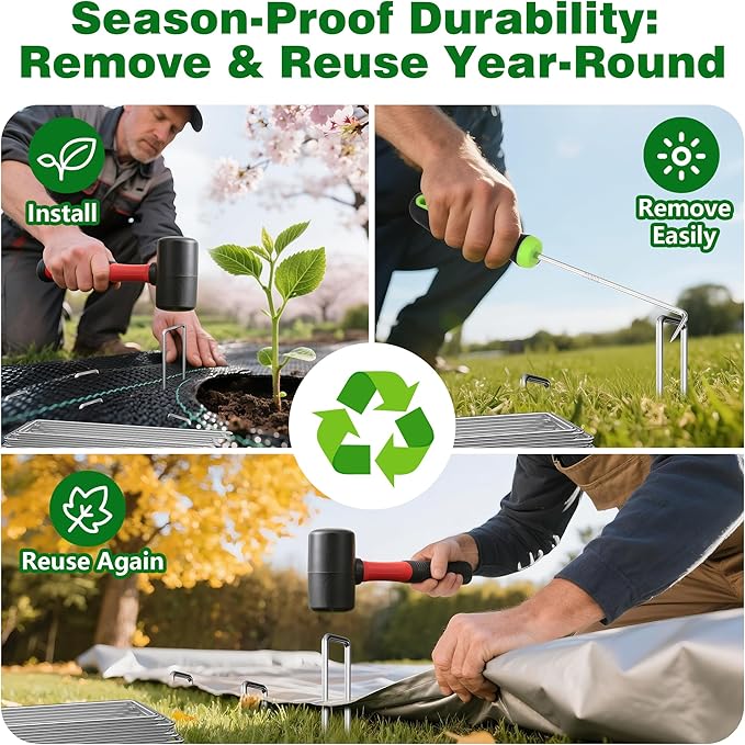 AMAGABELI GARDEN & HOME 6 Inch 100 Pack Galvanized Landscape Staples 11 Gauge Anti-Rust Heavy Duty Garden Staples Plant Cover Stakes U-Shaped Sod Pins Ground Fence Stakes for Weed Barrier Fabric