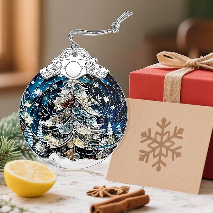 Christmas Tree Stained Glass Ornament - Xmas Decoration | Christmas Ornament | Holiday Keepsake – Xmas Gifts | Gift Exchange | Gift Idea