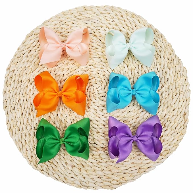 CÉLLOT Big Bows for Girls 40 PCS Grosgrain Ribbon Boutique 6 Inch Hair Bow Alligator Clips For Girls Teens Toddlers Kids in Pairs