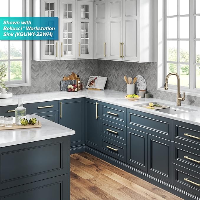 KRAUS Allyn Transitional Industrial Pull-Down Single Handle Kitchen Faucet in Spot-Free Antique Champagne Bronze, KPF-4101SFACB