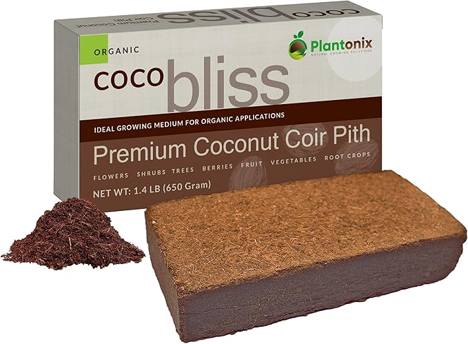 Coco Coir Brick (650gms) - Organic Coco Coir for Plants & Gardening - OMRI-Listed Cocopeat for Garden Soil, Seed Starter Soil, & Mulch - Coconut Coir Brick - Coconut Fiber Potting Mix