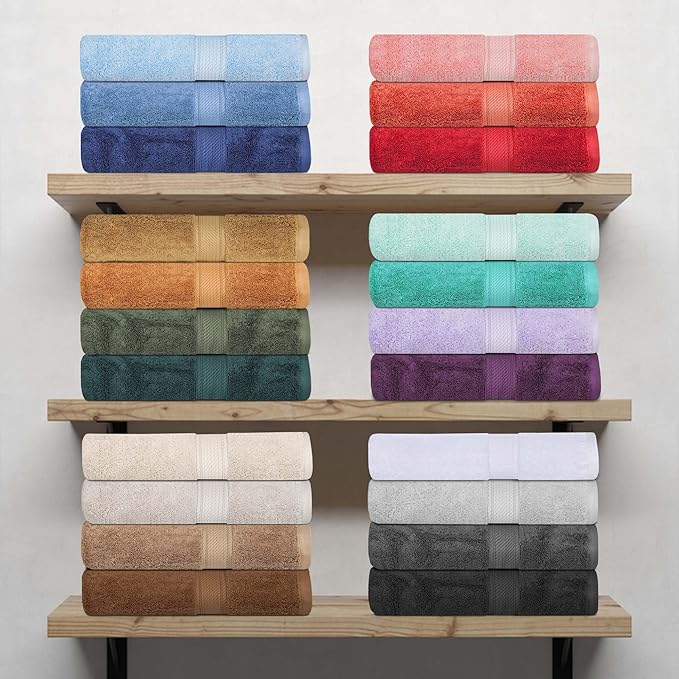 SUPERIOR Egyptian Cotton Pile 6 Piece Towel Set, Includes 2 Bath, 2 Hand