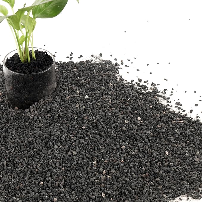 7LB Black Lava Rocks for Plants, Volcanic Rock Horticultural Lava Rock Soil for Landscaping Plants Drainage, Small Lava Rock Gravel for Succulents, Bonsai, Vase Fillers, Top Dressing