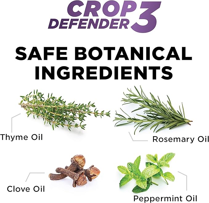Grower's Ally Crop Defender 3 Concentrate 8 oz | Natural, Safe & Organic Insecticide & Fungicide Control for Plants - Powdery Mildew, Spider Mites & Russet Mite Killer – Makes 25 Gallons