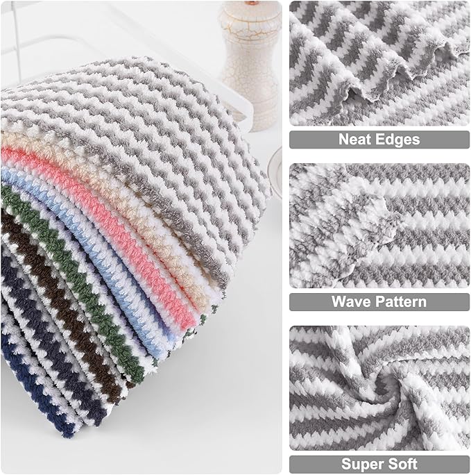 Homaxy 18 Pack Kitchen Dish Cloths, Ultra Soft and Absorbent Dish Towels