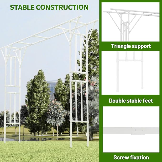 Flat Top Garden Arch Trellis 11FT x 9FT, Extra Large Garden Trellis for Climbing Plants Outdoor, 141.7in x 108in PE-Coated Metal Arbor Archway Trellis for Roses,Wisteria,Wedding,Patio Decoration White