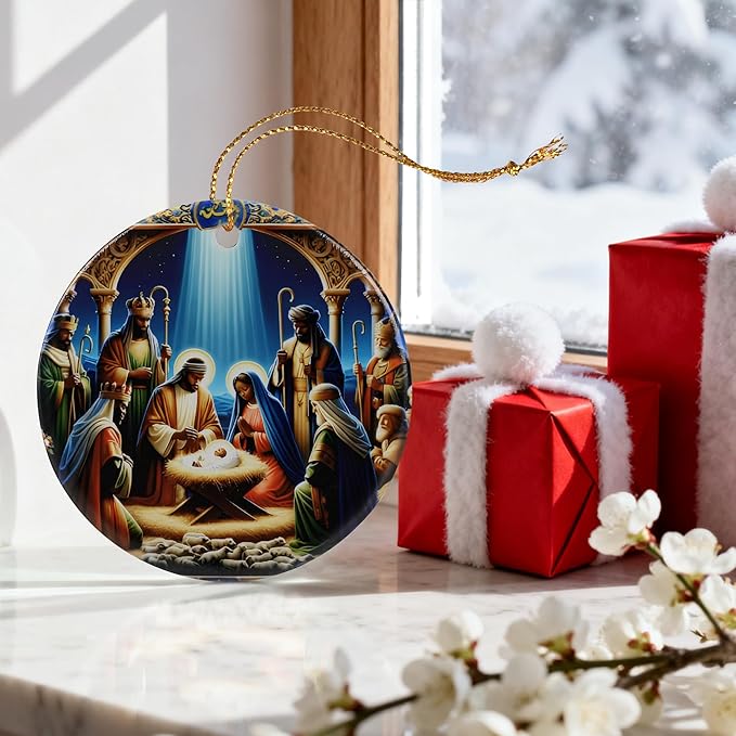 Nativity Scene Ornament | Christmas Ornaments, Christmas Tree Decorations, Holiday Hanging Decor, Christian Decor | Religious Gifts, Christian Gifts | Gift Exchange Ideas