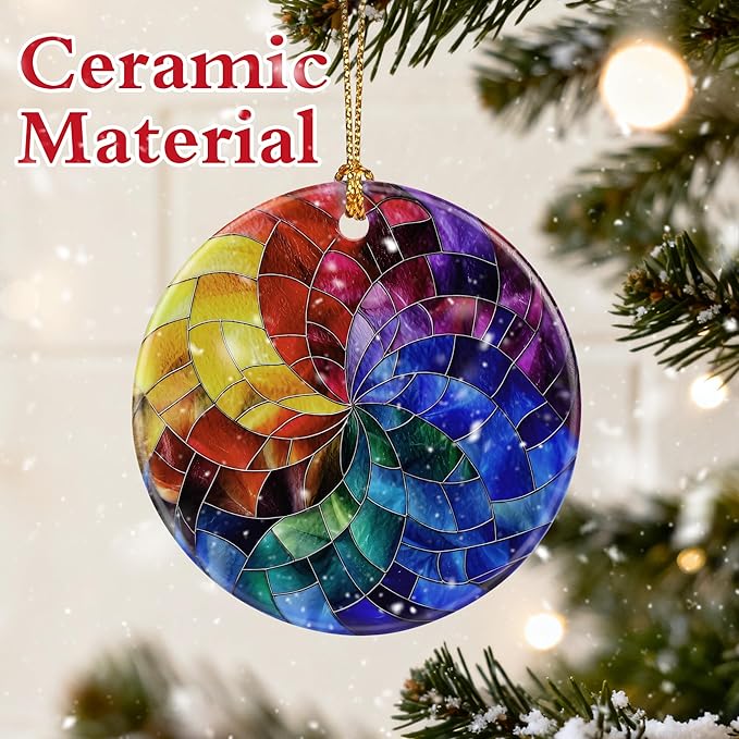 Rainbow Spiral Ornament, Christmas Ornaments, Christmas Decorations for Tree, Colorful Holiday Decor Gifts for Friends & Art Lovers, Gift Exchange & Gift Idea, Giftbox Included