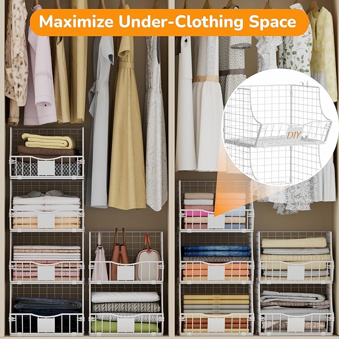 Hanging Closet Organizers and Storage, 6 Tier Closet Shelf Clothes Organizer