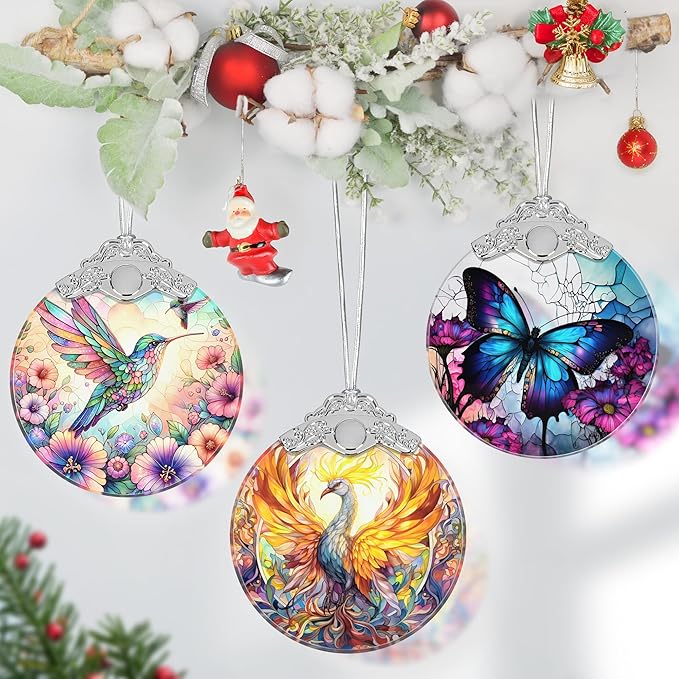 Phoenix Stained Glass Ornament - Christmas Tree Decor, Spreading Wings