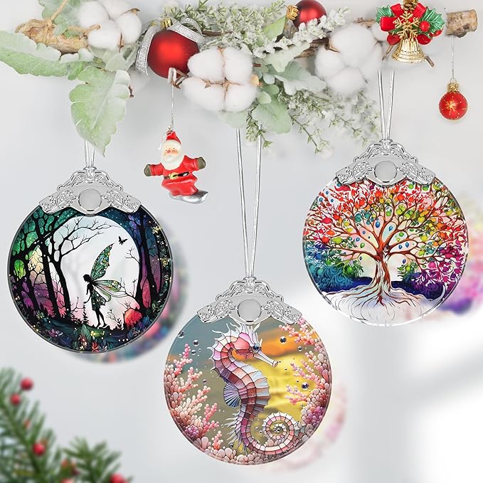 Seahorse Stained Glass Ornament - Christmas Tree Decor