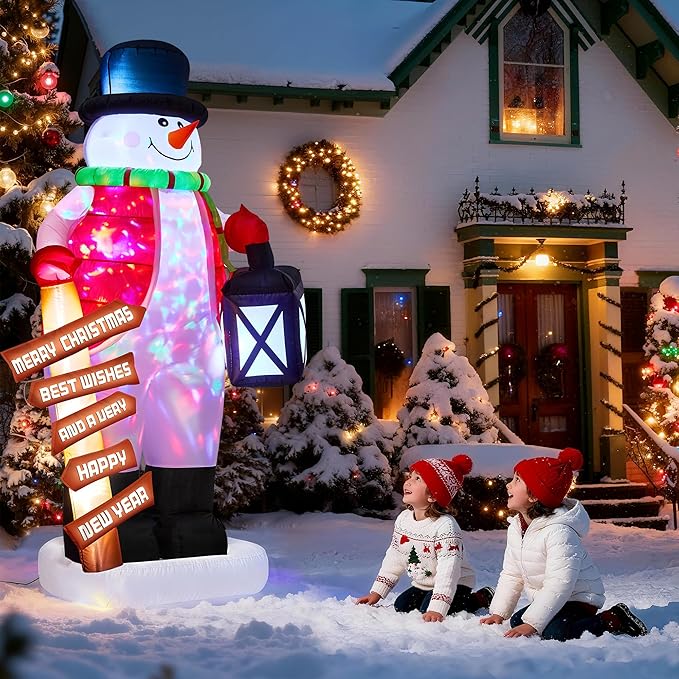 8ft Christmas Inflatable Snowman Built-in Colorful LED Lights,Inflatable Outdoor Holiday Yard Decorations,IP44 Weatherproof,Xmas Blow Up Decorations for Garden Lawn Indoor Holiday Party Decor