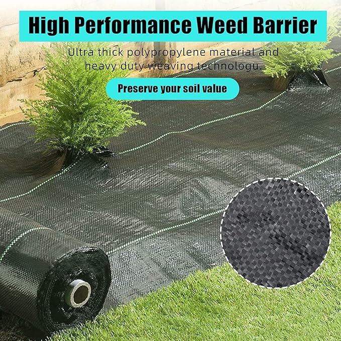 6ft X 300ft Weed Barrier Landscape Fabric Heavy Duty, Premium 2.4 oz Ground Cover Weed Block Gardening Mat, Easy Setup & Superior Weed Control, for Erosion Control, Weed Barrier