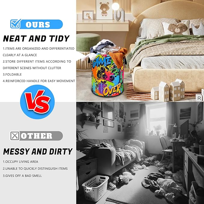 Game Joystick Laundry Basket Gamepad Oxford Cloth Laundry Hamper Funny