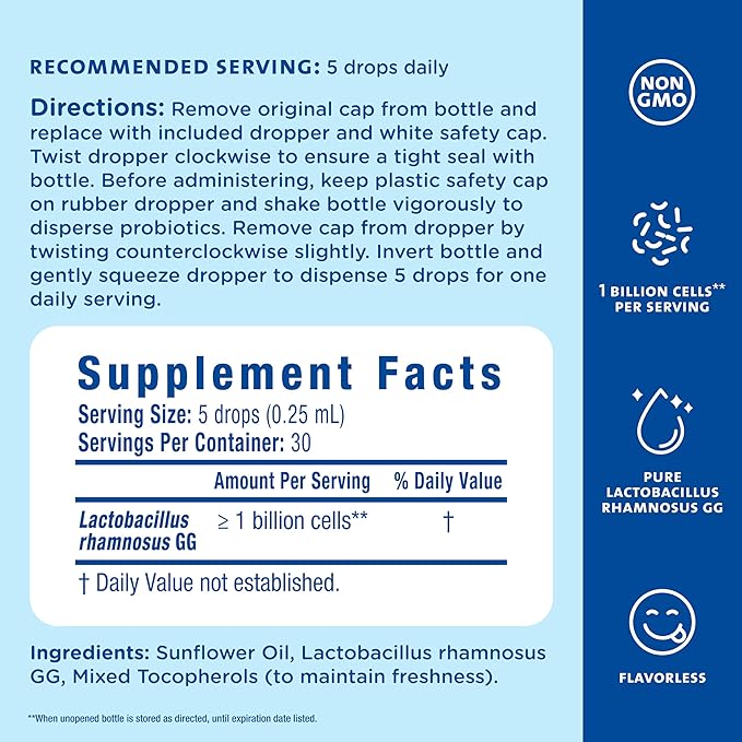 Mommy's Bliss Baby Probiotic Drops, Daily Gas, Constipation and Colic Symptom Relief + Immune Support, Newborns & Up, 0.34 Fl Oz (30 Servings), Pack of 2
