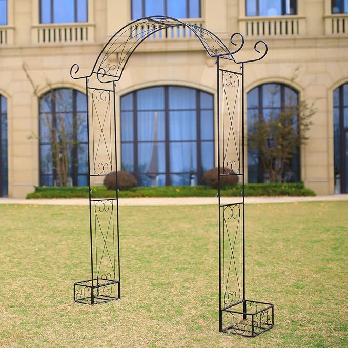 Steel Garden Arch, 7'1" High x 5'1" Wide, Garden Arbor for Various Climbing Plant, Outdoor Garden Lawn Backyard