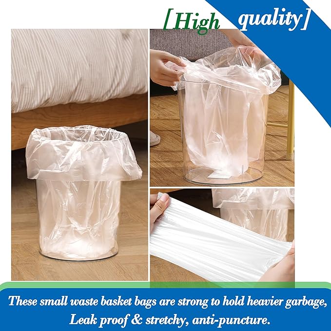 Hommaly 8 Gallon 86 pcs Medium Clear Trash Bags Strong Clear Garbage Bags