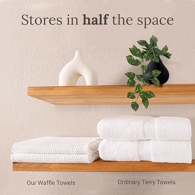 GILDEN TREE Waffle Towels for Bathroom, 100% Cotton Quick Dry Towel, Waffle