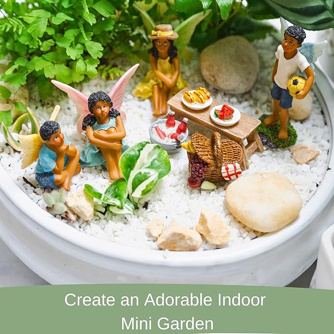 PRETMANNS Fairies for Fairy Garden – Cute Accessories for an Outdoor Miniature Garden – Boy & Girl Fairy Kit - 9 Colorful & Beautifully Crafted Pieces