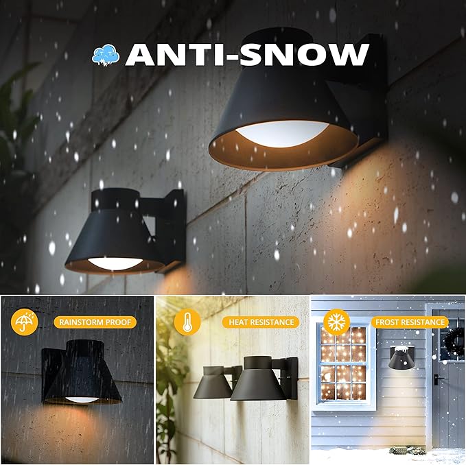 UME 2 Pack LED Outdoor Wall Light Fixtures, Black Front Porch Lights Wall Mount Lighting, Exterior Waterproof Wall Lantern Light Fixture Anti-Rust Farmhouse Wall Sconce for Patio, Doorway, Garage