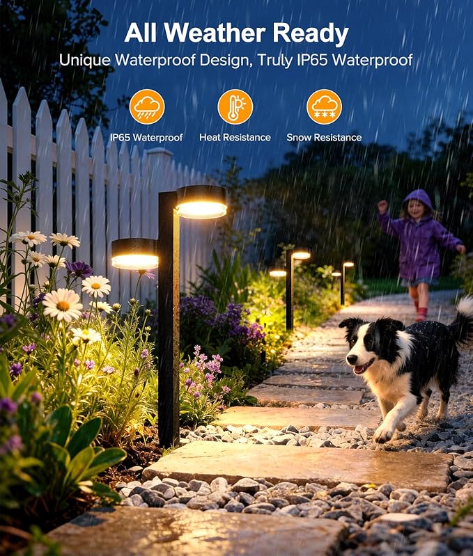 Brighter Solar Pathway Lights Outdoor, 2 Pack Dual-Head Solar Lights Outdoor Waterproof with 4 Head & 24 LED, Solar Powered Garden Light for Yard Path Walkway Driveway Sidewalk
