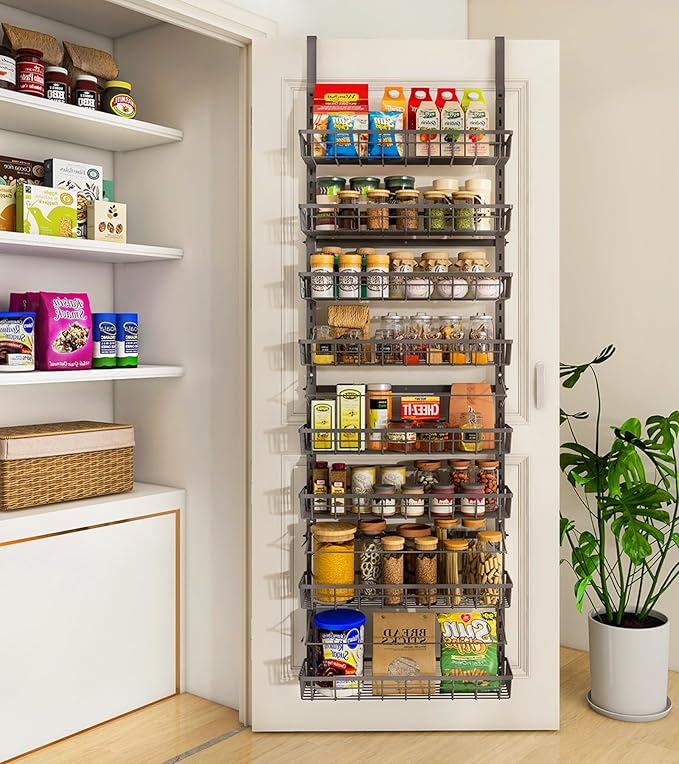 Over The Door Pantry Organizer, Wall Mount Spice Rack, Pantry Hanging Storage