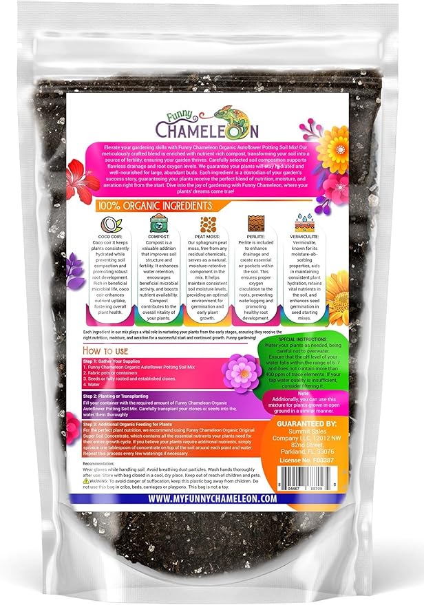 Organic Autoflower Potting Soil Mix – Ready-to-Use Living Soil, No Fertilizers Needed – Balanced Nutrients, Light Texture, Excellent Drainage, Boosts Germination & Root Growth (1 Quart)