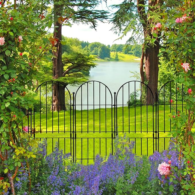 Decorative Garden Fence 31in (H) x10ft (L), 10 Pack No Dig Fence Animal Barrier for Dog, Arched Flower Bed Edging, Wire Border Panel Fencing for Yard Patio Outdoor Decor