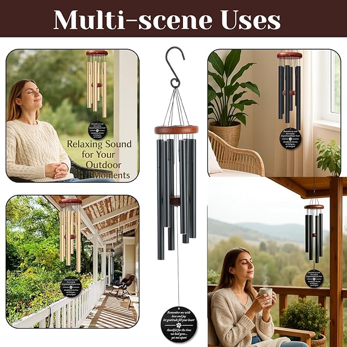 Personalized Dog Memorial Wind Chime – Custom Pet Photo & Name “Remember Me with Love” Windchime – Sympathy Gift for Pet Loss – Memorial Windchimes for Loss of Loved One – Remembrance Décor