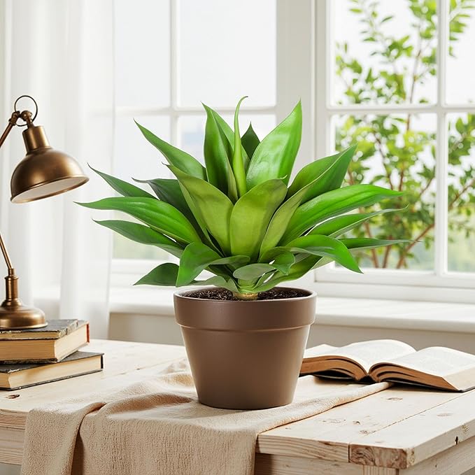 Artificial Agave Plant Fake Agave Plant Artificial Plants Outdoor Uv Resistant Artificial Fake Plants Suitable for Indoor Home Decor Outdoor Courtyard Balcony Terrace Decor 20.9'',Green,1Pcs